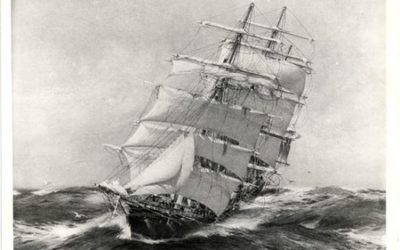 Sailing a square rigged ship to windward.